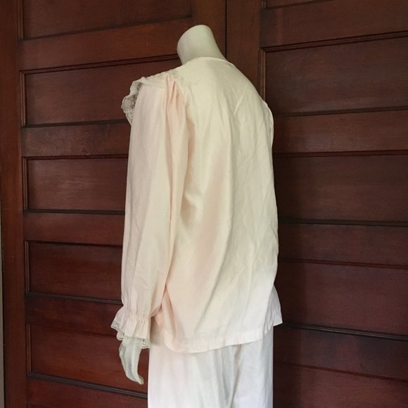 Vintage pajama set top & pants sleepwear pastel pink and lace - Picture 4 of 9